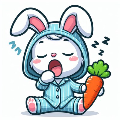 Sleepy bunny in pajamas