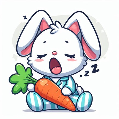 Sleepy bunny in pajamas