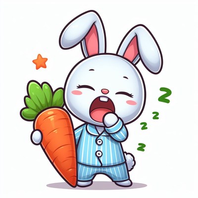 Sleepy bunny with carrot