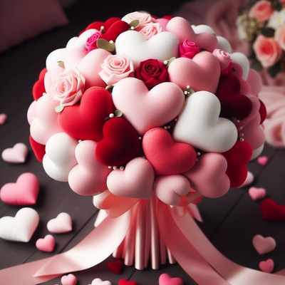 Heart bouquet with roses