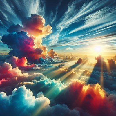 Sunrise over colorful clouds