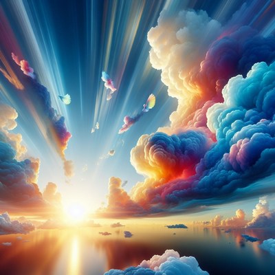 Colorful sunset over clouds