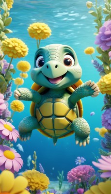 Smiling turtle underwater