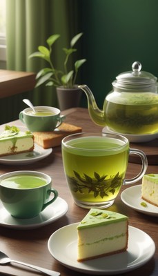Green tea and cheesecake afternoon tea