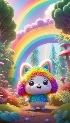 Rainbow forest plush toy