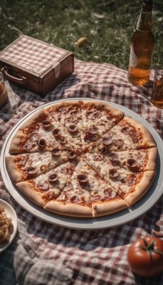 Pepperoni pizza picnic lunch