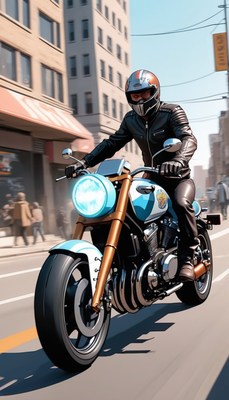 Motorcycle rider in city