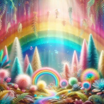 Magical rainbow forest
