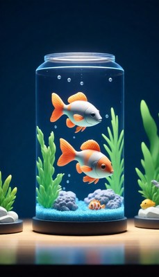 Fish tank with orange and white fish