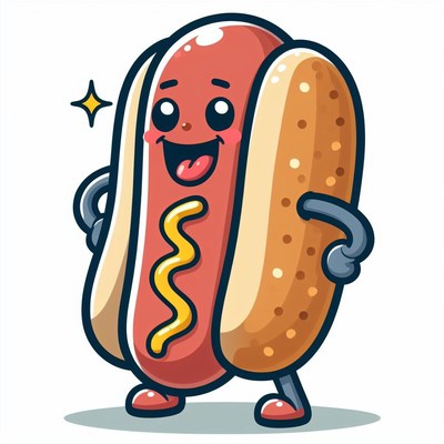 Smiling hot dog cartoon