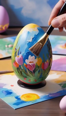 Painting an easter egg with flowers