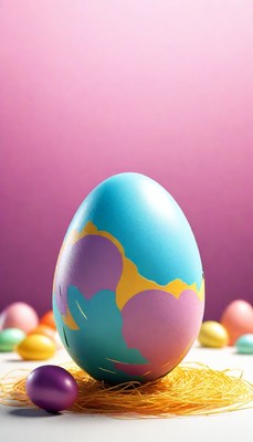 Painted easter egg in nest