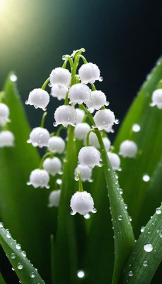 Lily of the valley flowers after rain