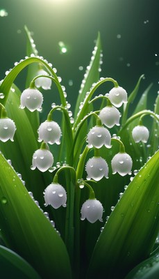 Lily of the valley in the rain