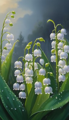 Lily of the valley flowers in forest