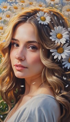 Woman with daisies in her hair