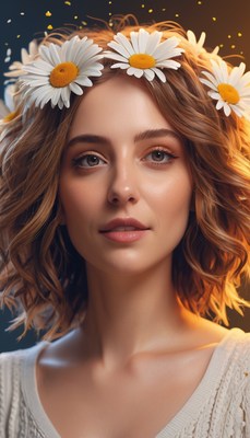 Woman with daisy wreath