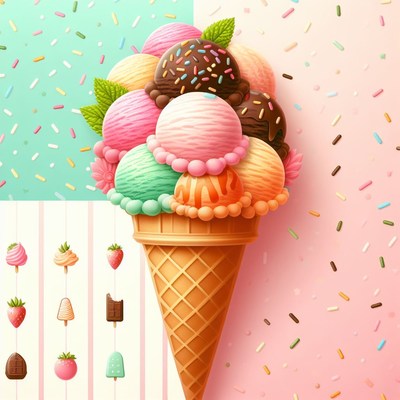 Colorful ice cream cone with sprinkles