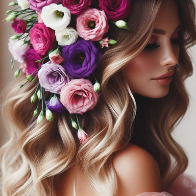 Woman with floral hair accessory
