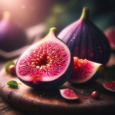 Ripe figs on wooden board
