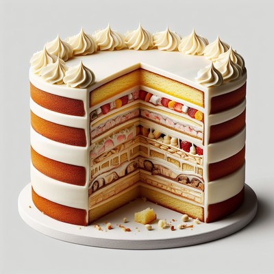 Layered cake with whipped cream