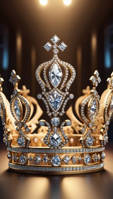 Diamond crown on gold background