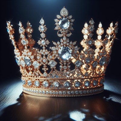 Diamond crown on black background