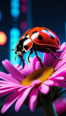 Ladybug on pink flower