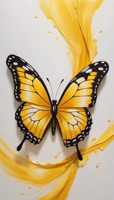 Yellow butterfly on white background