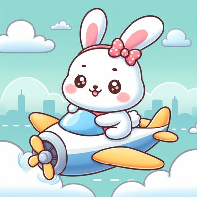 Bunny pilot flying airplane