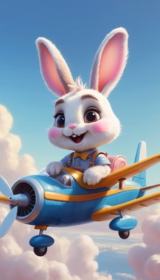 Bunny pilot flying airplane