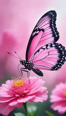 Pink butterfly on a flower
