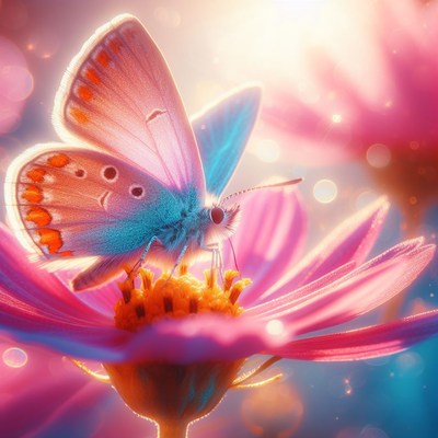 Butterfly on pink flower
