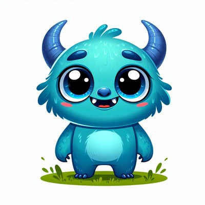 Cute blue monster illustration