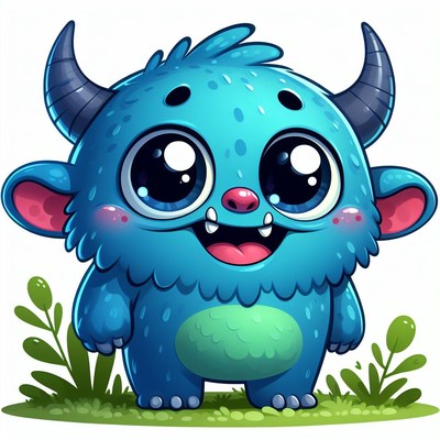 Cute blue monster illustration