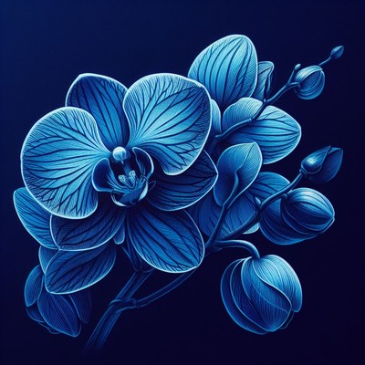 Blue orchid flower illustration
