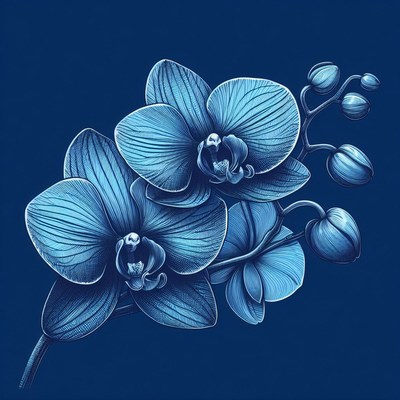Blue orchid illustration