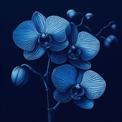 Blue orchid close-up