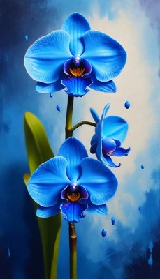 Blue orchid painting