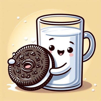 Milk and cookie cartoon