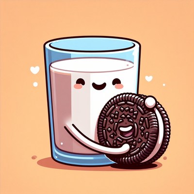 Milk and cookie cartoon illustration
