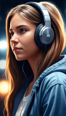 Woman listening to music with headphones