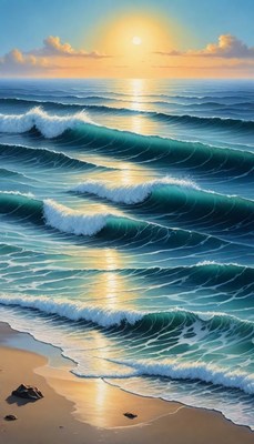 Ocean waves at sunset
