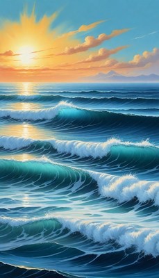Ocean waves at sunset