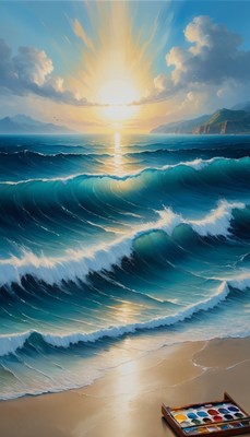 Ocean sunset with palette