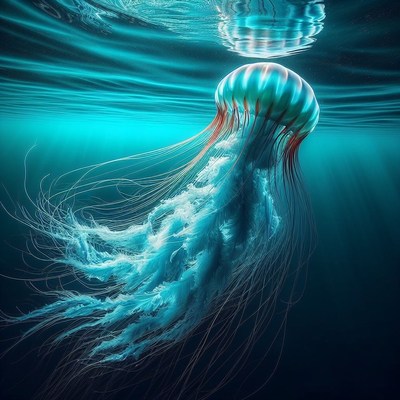 Blue jellyfish underwater