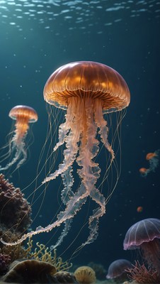 Jellyfish swimming in ocean