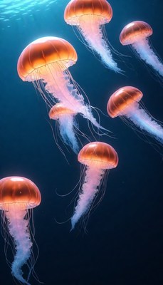 Orange jellyfish underwater