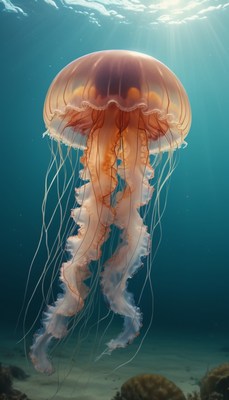 Pink jellyfish swimming underwater