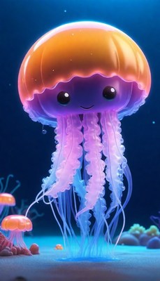 Smiling jellyfish in the ocean